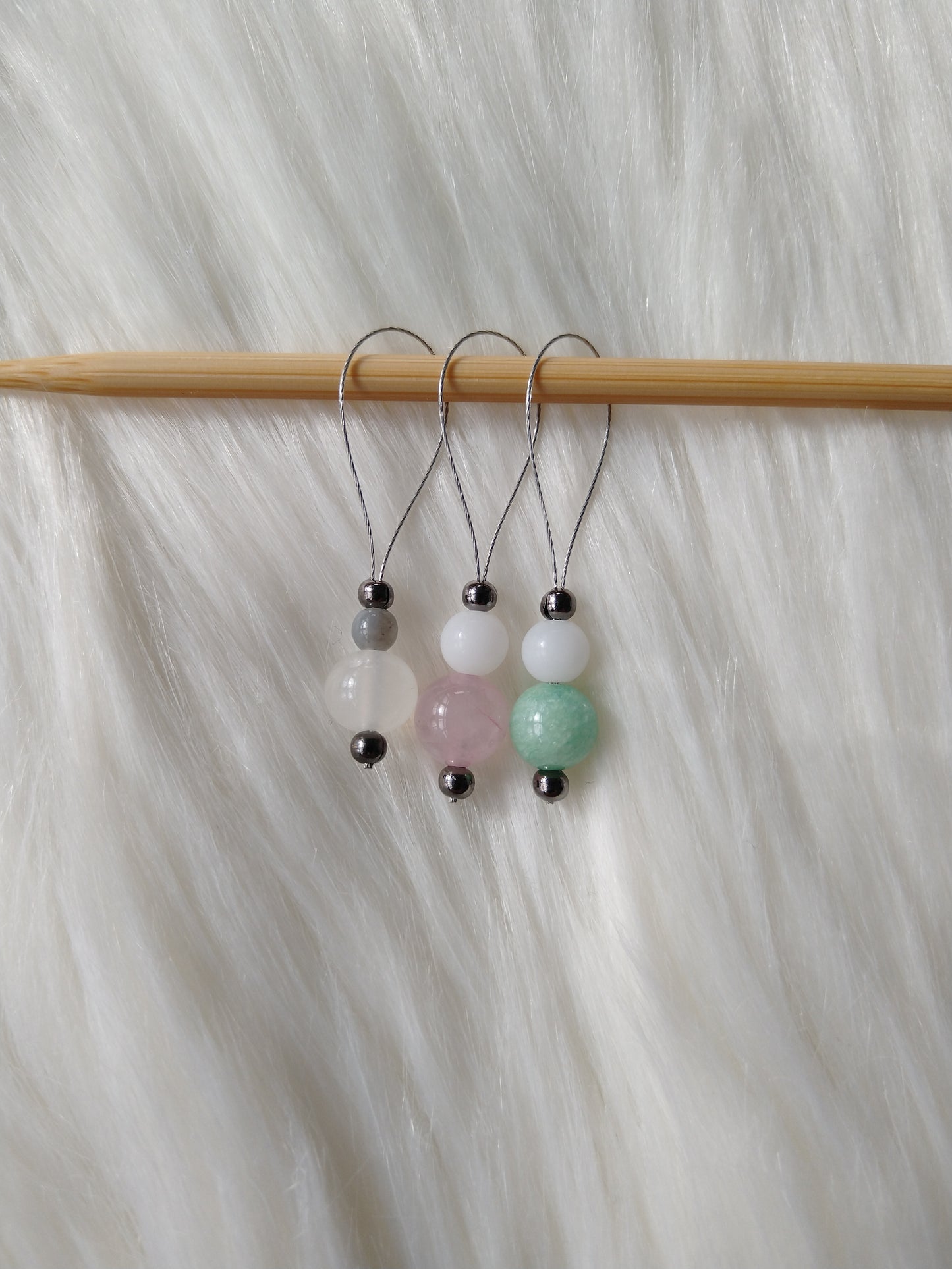 Stitch Markers - spring colored beads, set of 3