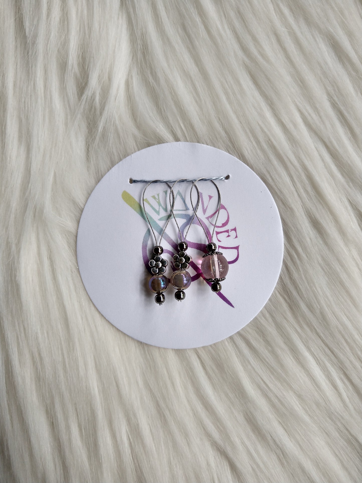 Stitch Markers - iridescent beads, set of 3