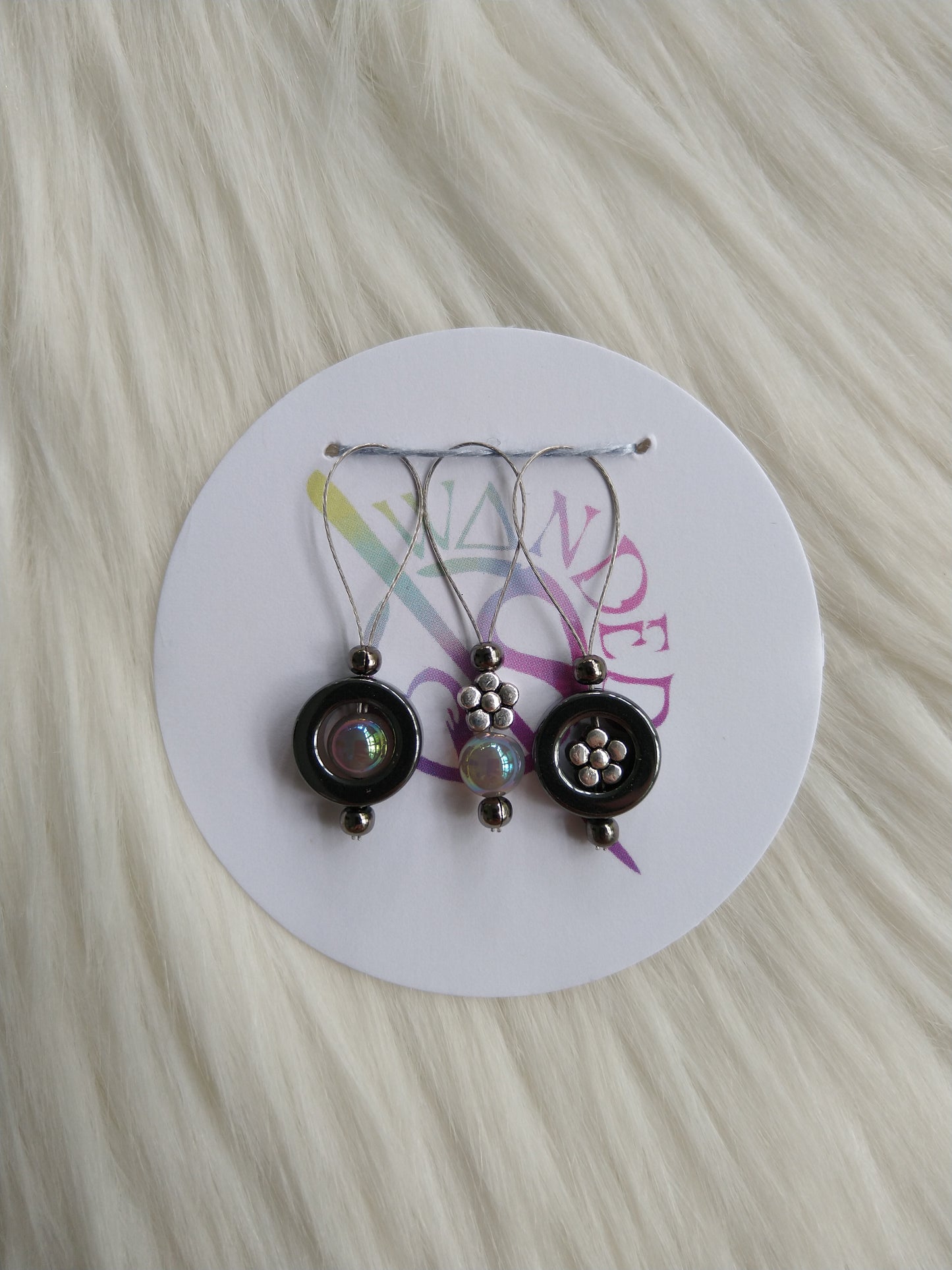 Stitch Markers - shimmery and floral beads, set of 3